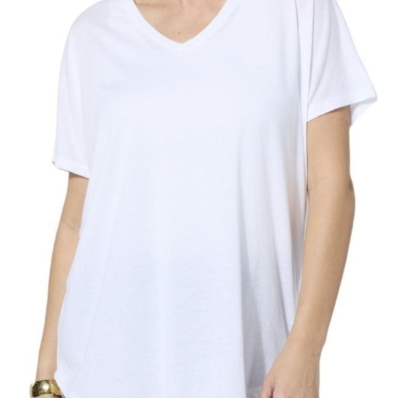HUE The Perfect Legging Tee White V-Neck Short Sleeve Shirt Womens Size XL - Picture 1 of 9